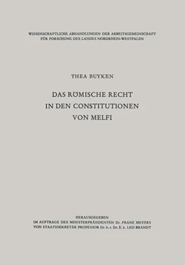 Abbildung von Lieck-Buyken | Das römische Recht in den Constitutionen von Melfi | 1. Auflage | 2013 | beck-shop.de
