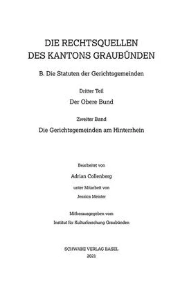 Abbildung von Die Rechtsquellen der Gerichtsgemeinden am Hinterrhein. | 1. Auflage | 2021 | beck-shop.de