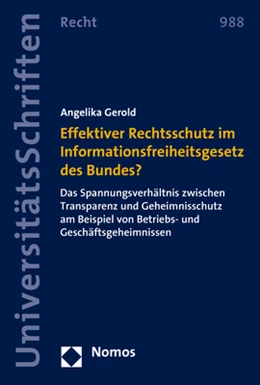 Abbildung von Gerold | Effektiver Rechtsschutz im Informationsfreiheitsgesetz des Bundes? | 1. Auflage | 2021 | 988 | beck-shop.de