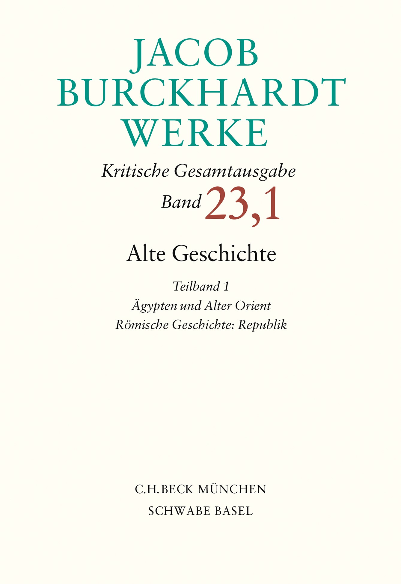 Cover: Burckhardt, Jacob, Alte Geschichte
