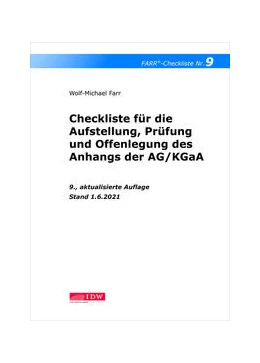 Abbildung von Farr | Farr, Checkliste 9 (Anhangs der AG/KGaA), 9.A. | 9. Auflage | 2021 | beck-shop.de