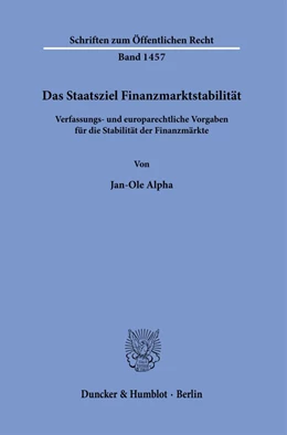 Abbildung von Alpha | Das Staatsziel Finanzmarktstabilität | 1. Auflage | 2021 | beck-shop.de