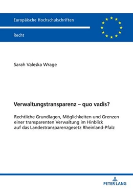Abbildung von Wrage | Verwaltungstransparenz ¿ quo vadis? | 1. Auflage | 2021 | beck-shop.de