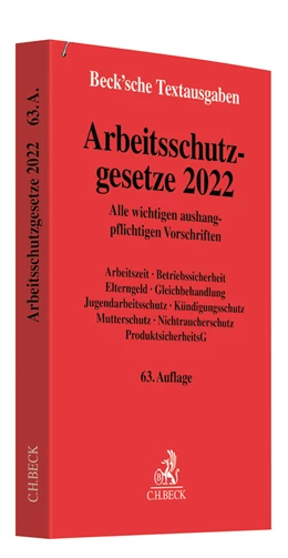 Abbildung von Arbeitsschutzgesetze 2022 | 63. Auflage | 2022 | beck-shop.de