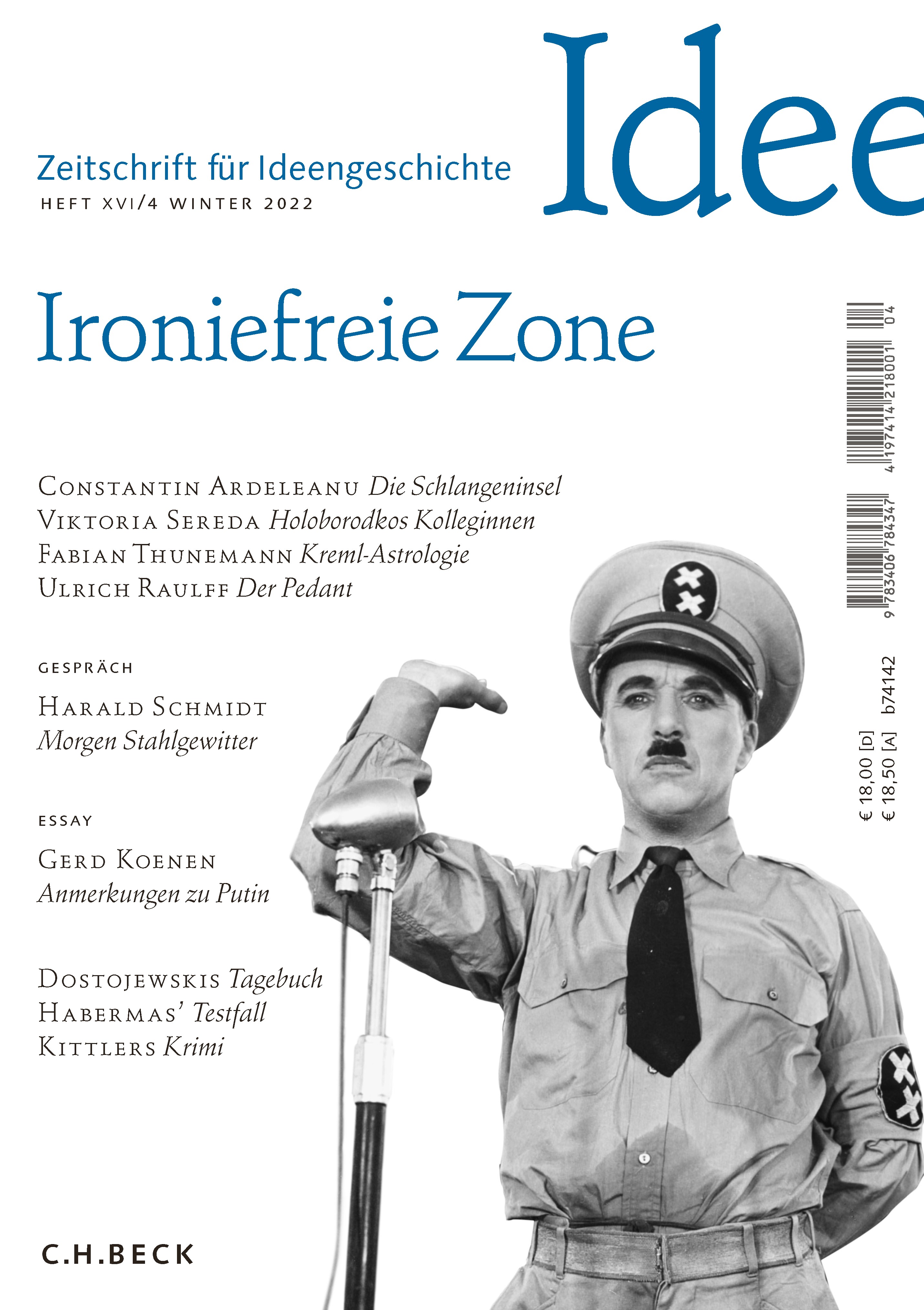 Cover:, Zeitschrift für Ideengeschichte Heft XVI/4 Winter 2022