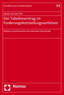 Abbildung von Ohe | Der Tabelleneintrag im Forderungsfeststellungsverfahren | 1. Auflage | 2021 | beck-shop.de