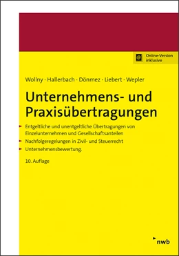 Abbildung von Hallerbach / Wepler | Unternehmens- und Praxisübertragungen | 10. Auflage | 2021 | beck-shop.de