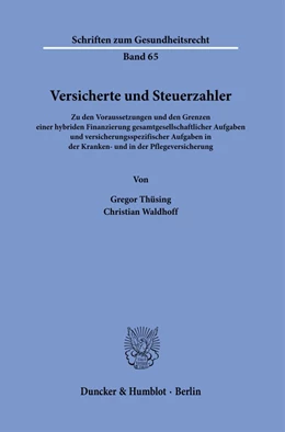 Abbildung von Thüsing / Waldhoff | Versicherte und Steuerzahler. | 1. Auflage | 2021 | 65 | beck-shop.de