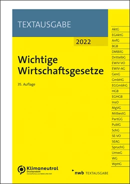 Abbildung von Wichtige Wirtschaftsgesetze 2022 | 35. Auflage | 2022 | beck-shop.de