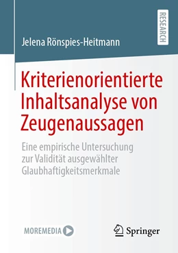 Abbildung von Rönspies-Heitmann | Kriterienorientierte Inhaltsanalyse von Zeugenaussagen | 1. Auflage | 2022 | beck-shop.de