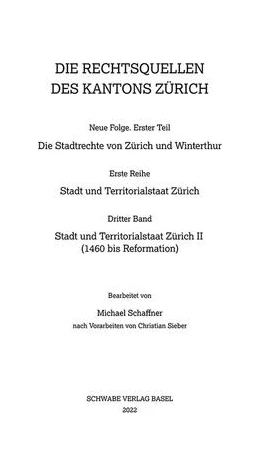 Abbildung von Stadt und Territorialstaat Zürich II (1460 bis Reformation) | 1. Auflage | 2022 | beck-shop.de