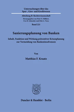 Abbildung von Kraatz | Sanierungsplanung von Banken. | 1. Auflage | 2022 | Band 221 | beck-shop.de