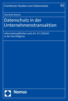 Abbildung von Storms | Datenschutz in der Unternehmenstransaktion | 1. Auflage | 2022 | 62 | beck-shop.de
