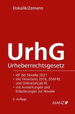 Abbildung von Dokalik / Zemann | Urheberrechtsgesetz | 3. Auflage | 2022 | 121 | beck-shop.de