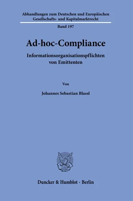 Abbildung von Blassl | Ad-hoc-Compliance. | 1. Auflage | 2022 | beck-shop.de
