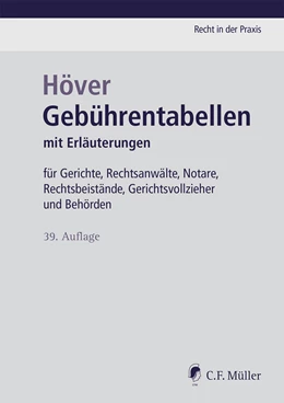 Abbildung von Höver | Gebührentabellen | 39. Auflage | 2022 | beck-shop.de