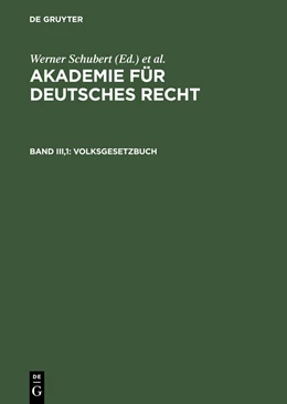 Abbildung von Schubert / Schmid | Volksgesetzbuch | 1. Auflage | 1988 | beck-shop.de