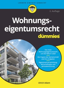 Abbildung von Adam | Wohnungseigentumsrecht für Dummies | 2. Auflage | 2022 | beck-shop.de