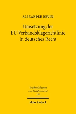 Abbildung von Bruns | Umsetzung der EU-Verbandsklagerichtlinie in deutsches Recht | 1. Auflage | 2022 | 188 | beck-shop.de