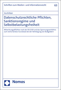 Abbildung von Kritzer | Datenschutzrechtliche Pflichten, Sanktionsregime und Selbstbelastungsfreiheit | 1. Auflage | 2022 | 63 | beck-shop.de