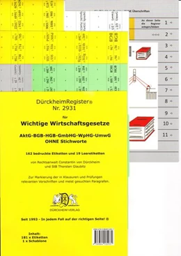 Abbildung von Glaubitz / Dürckheim | Wichtige Wirtschaftsgesetze 2022 - §§ und Gesetze OHNE Stichworte - Dürckheim-Register (Nr. 2931)
 | 1. Auflage | 2021 | beck-shop.de