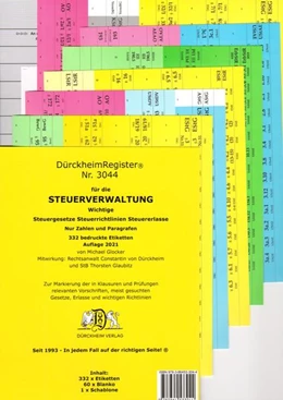 Abbildung von Glocker / Dürckheim | STEUERVERWALTUNG 2022: nur Zahlen und §§, ohne Stichworte - Dürckheim-Register (Nr. 3044) | 1. Auflage | 2021 | beck-shop.de