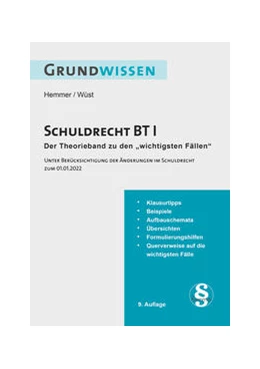 Abbildung von Hemmer / Wüst | Grundwissen Schuldrecht BT I | 9. Auflage | 2022 | beck-shop.de