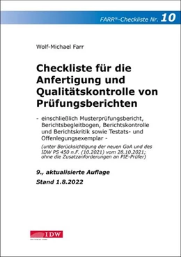 Abbildung von Farr | Checkliste 10 für die Anfertigung und Qualitätskontrolle von Prüfungsberichten | 9. Auflage | 2022 | beck-shop.de