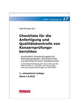 Abbildung von Farr | Checkliste 17 für die Anfertigung und Qualitätskontrolle von Konzernprüfungsberichten | 7. Auflage | 2022 | beck-shop.de
