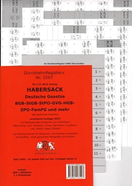 Abbildung von Dürckheim | HABERSACK 2022 Deutsche Gesetze und §§ - Dürckheim-Register (Nr. 3297) | 1. Auflage | 2022 | beck-shop.de