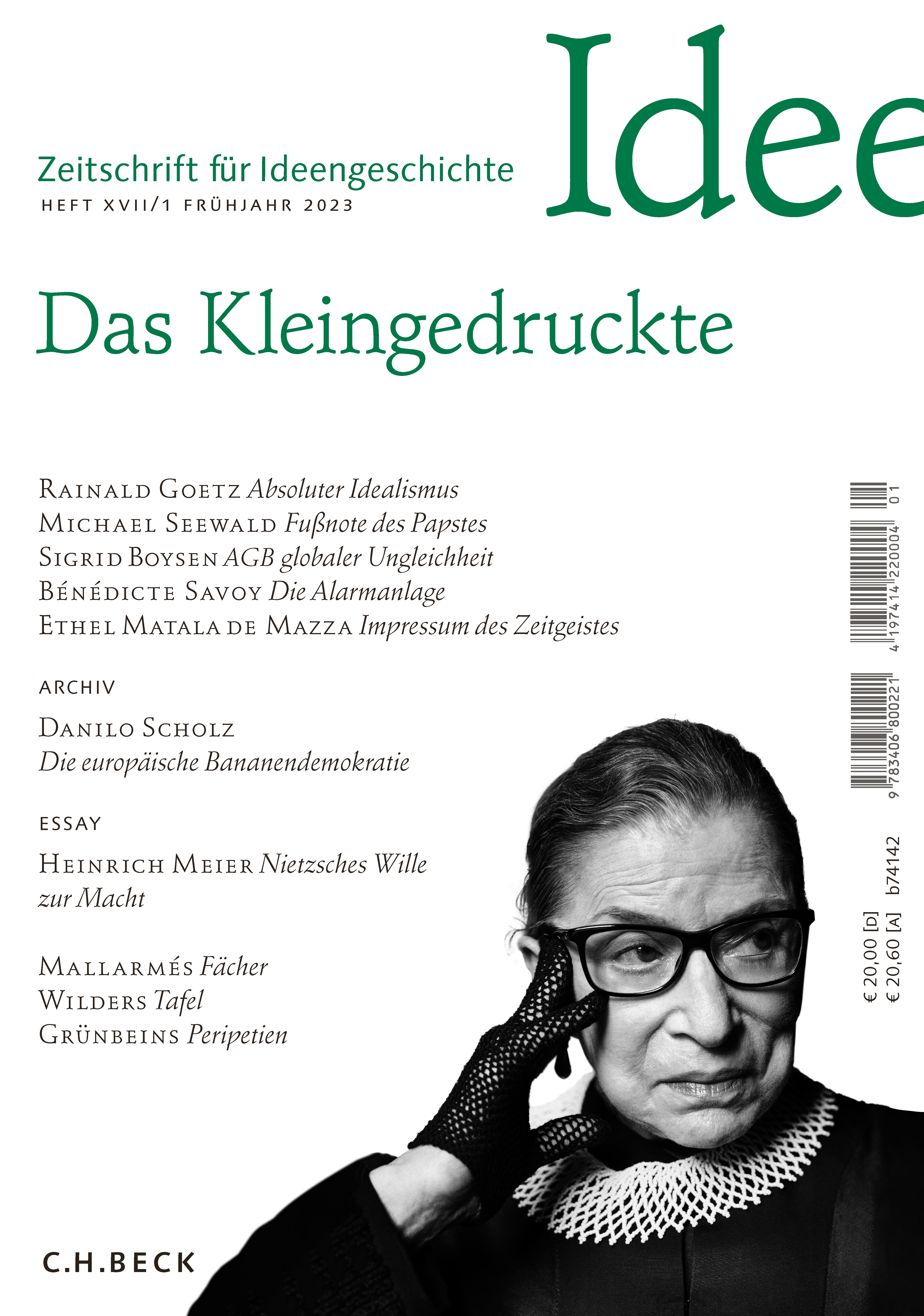 Cover:, Zeitschrift für Ideengeschichte Heft XVII/1 Frühjahr 2023