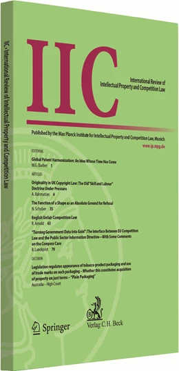 Abbildung von IIC - International Review of Intellectual Property and Competition Law | 1. Auflage | | beck-shop.de