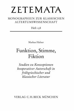 Cover: Markus Hafner, Funktion, Stimme, Fiktion
