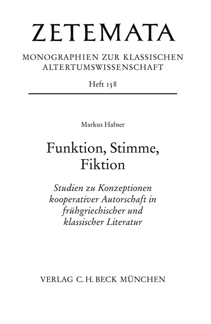 Cover: Markus Hafner, Funktion, Stimme, Fiktion