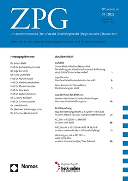 Abbildung von ZPG - Zeitschrift für das Recht der Personengesellschaften und Einzelunternehmen | 1. Auflage | 2024 | beck-shop.de