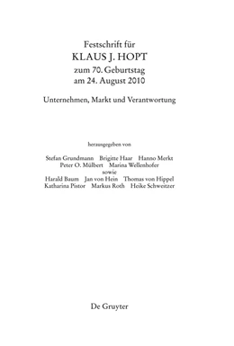 Abbildung von Grundmann / Haar | Festschrift für Klaus J. Hopt zum 70. Geburtstag am 24. August 2010 | 1. Auflage | 2010 | beck-shop.de