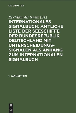 Abbildung von Reichsamt Des Innern | 1. Januar 1939 | 1. Auflage | 2021 | beck-shop.de