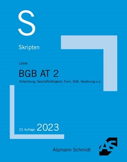 Abbildung von Lüdde | Skript BGB AT 2 | 23. Auflage | 2023 | beck-shop.de