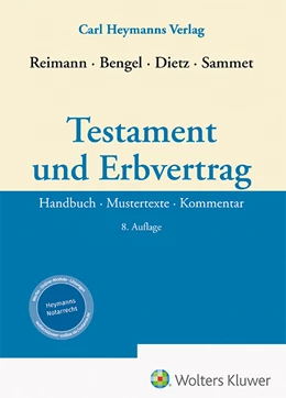 Abbildung von Reimann / Bengel | Testament und Erbvertrag | 8. Auflage | 2023 | beck-shop.de