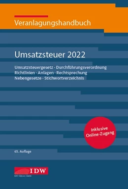 Abbildung von Institut der Wirtschaftsprüfer in Deutschland e. V. | Veranlagungshandbuch Umsatzsteuer 2022 | 65. Auflage | 2023 | beck-shop.de