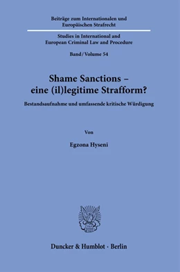 Abbildung von Hyseni | Shame Sanctions - eine (il)legitime Strafform? | 1. Auflage | 2023 | beck-shop.de