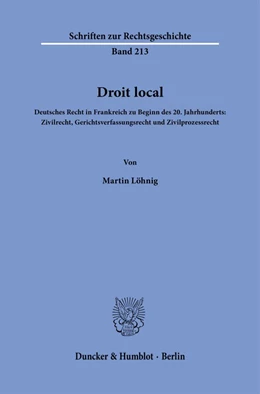 Abbildung von Löhnig | Droit local | 1. Auflage | 2023 | beck-shop.de