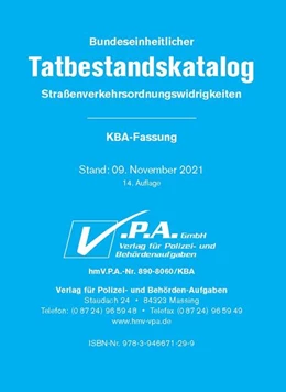 Abbildung von V. P. A. Gmbh | Bundeseinheitlicher Tatbestandskatalog KBA-Langfassung, gebunden | 15. Auflage | 2023 | beck-shop.de