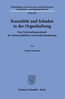 Abbildung von Mahmud | Kausalität und Schaden in der Organhaftung. | 1. Auflage | 2023 | beck-shop.de