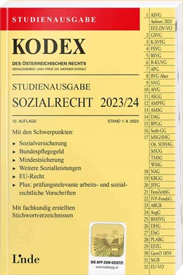 Abbildung von Brameshuber / Doralt | KODEX Studienausgabe Sozialrecht 2023/24 | 12. Auflage | 2023 | beck-shop.de