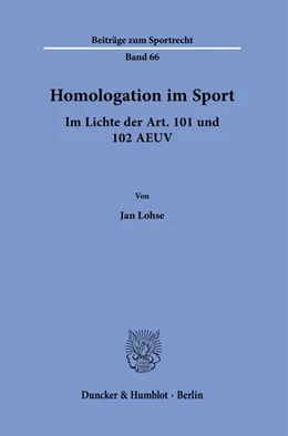 Abbildung von Lohse | Homologation im Sport. | 1. Auflage | 2023 | 66 | beck-shop.de