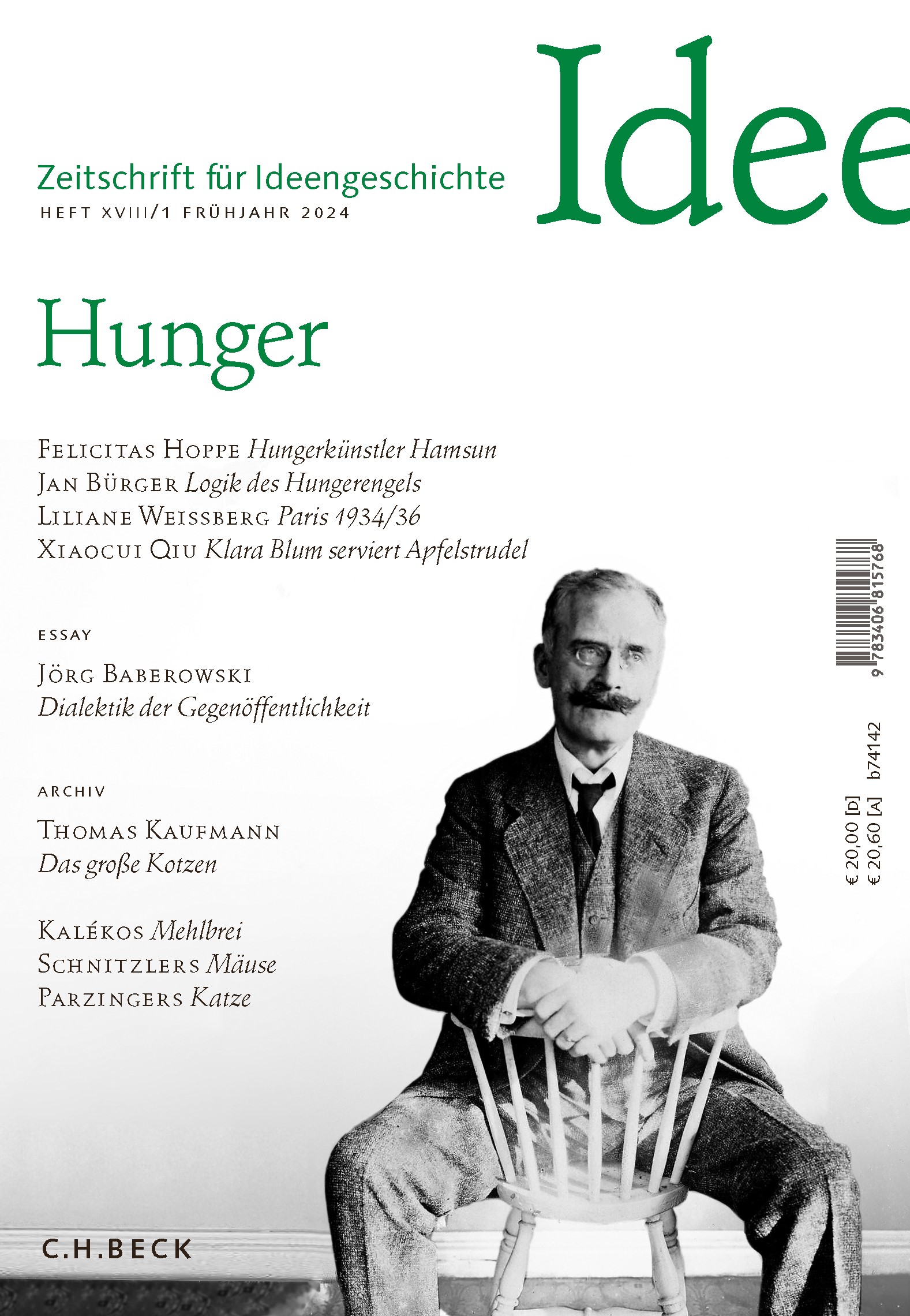 Cover:, Zeitschrift für Ideengeschichte Heft XVIII/1 Frühjahr 2024