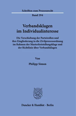 Abbildung von Simon | Verbandsklagen im Individualinteresse. | 1. Auflage | 2023 | 294 | beck-shop.de