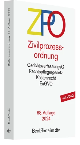 Abbildung von Zivilprozessordnung: ZPO | 68. Auflage | 2024 | 5005 | beck-shop.de