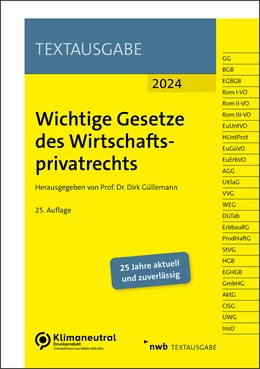 Abbildung von Güllemann | Wichtige Gesetze des Wirtschaftsprivatrechts | 25. Auflage | 2024 | beck-shop.de